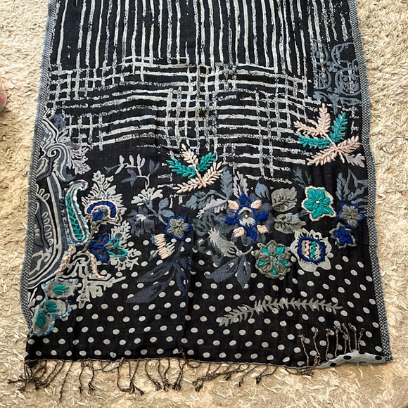 Cost Plus World Market Embroidered Wrap Scarf in Blue - Picture 6 of 6